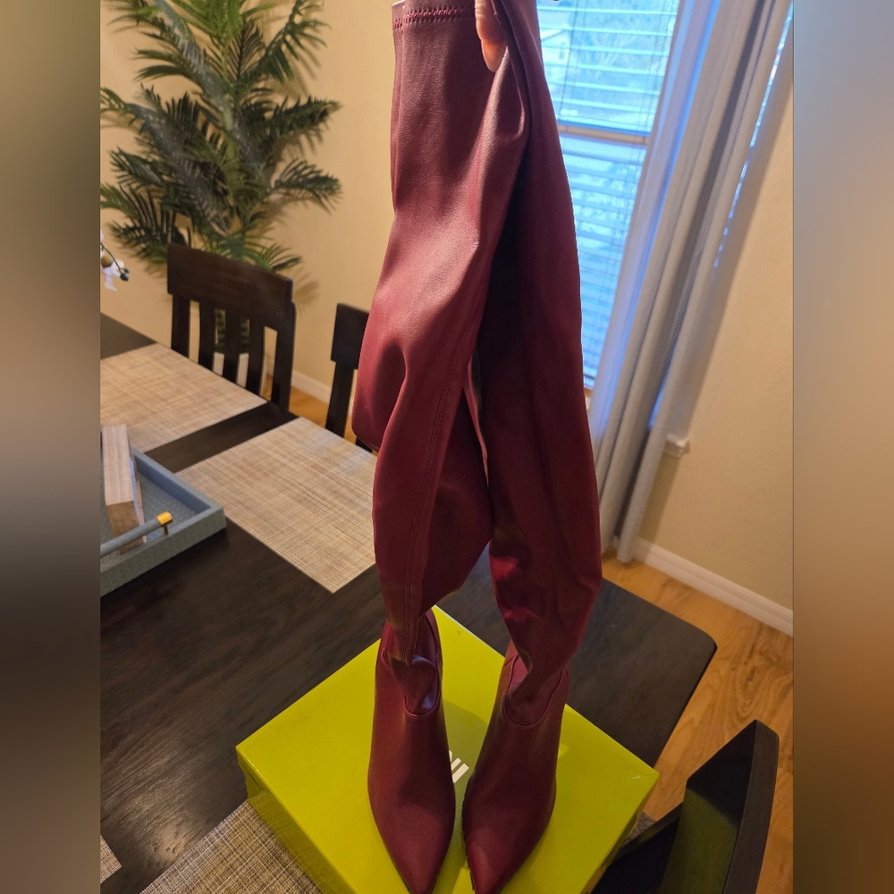 Madden Girl Over Knee Burgundy Heeled Boots